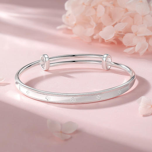 Winy 足银 9999 四叶草手镯 四季安然纯银镯 带证书推拉款 商品图0