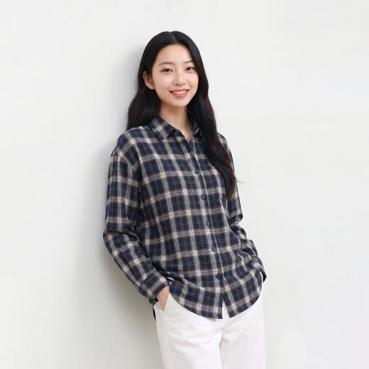 商场同款|森马长袖衬衫女春中长款oversize格纹2026新款潮流衬衣 商品图2