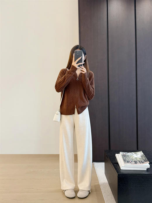 高端醋酸羊毛休闲窄版直筒裤，小个子针织裤毛呢裤 商品图9