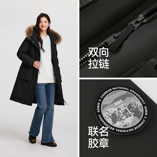森马中国国家地理系列羽绒服女冬季长款90绒子三防防风发热鹅绒服 商品图2