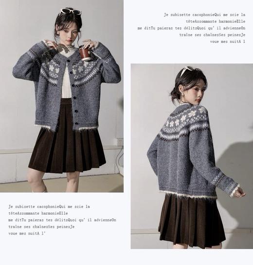 【羊毛慵懒风费尔岛开衫毛衣】软糯的针织质感搭配经典提花，穿上就是冬日里的氛围感美人，单穿叠穿都超百搭～ 商品图2