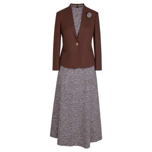 YBY 969H03毛呢套装裙气质减龄咖色西装外套修身连衣裙两件套 商品图4