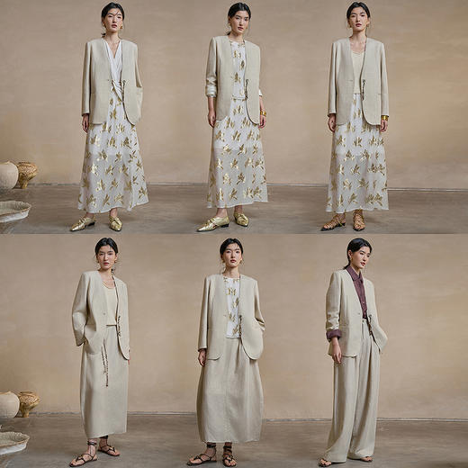 【林栖设计小店】松弛舒意|棉麻混纺西装外套配手编挂饰2026早春新款上衣1961083 商品图2