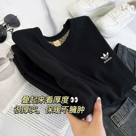 【阿迪达斯adidas 三叶草黑金沸腾卫衣】男女同款 秋冬百搭圆领卫衣 黑金沸腾保暖贴片设计 蓄热升温 加绒加厚 商品图5