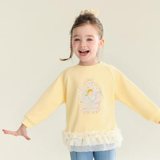 笛莎Deesha 童装女童卫衣2026春新款甜美精灵印花卫衣 商品图1