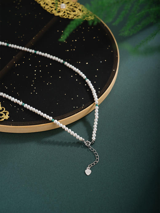 子佩集【碧影清辉】银S925珍珠项链【QNX0020】3mm珠绿松石2512 商品图3