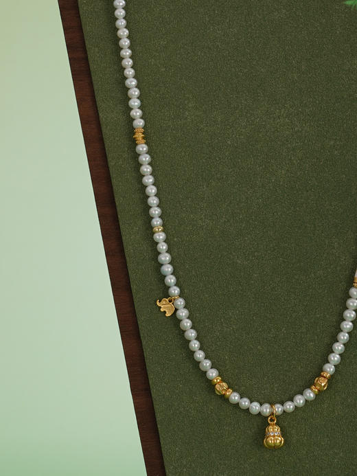 子佩集【福禄吉祥】银S925珍珠项链【QNX0008】3mm珠镀金葫芦大象2512 商品图2