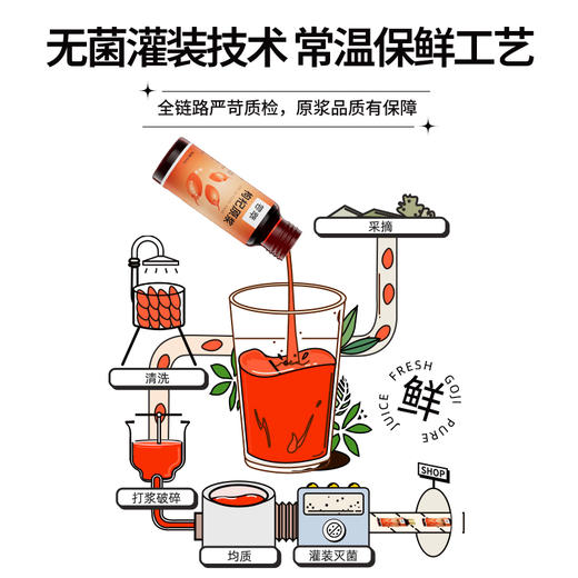 杞里香尝萃500ml盒装枸杞原浆经典瓶装宁夏红枸杞原浆原汁50ml*10瓶 商品图3