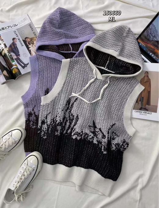 33BAR150660#粗针连帽背心 商品图0