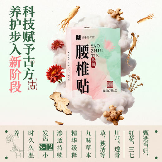 「腰椎贴」7贴/盒 | 一贴两膏当归红花麝香三七川芎透骨草中草药膏发热贴 | 阳虚腰肌养生 | 元和好物迷罗亲研 商品图3