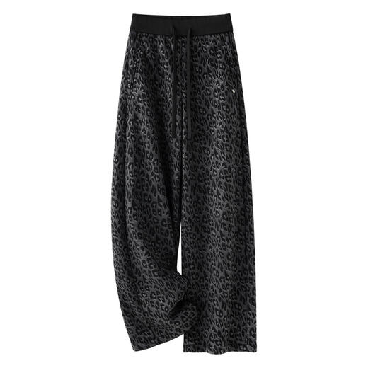 QYM M862-Y加绒保暖阔腿裤松紧高腰厚款保暖裤气质妈妈装豹纹宽松休闲裤 商品图4