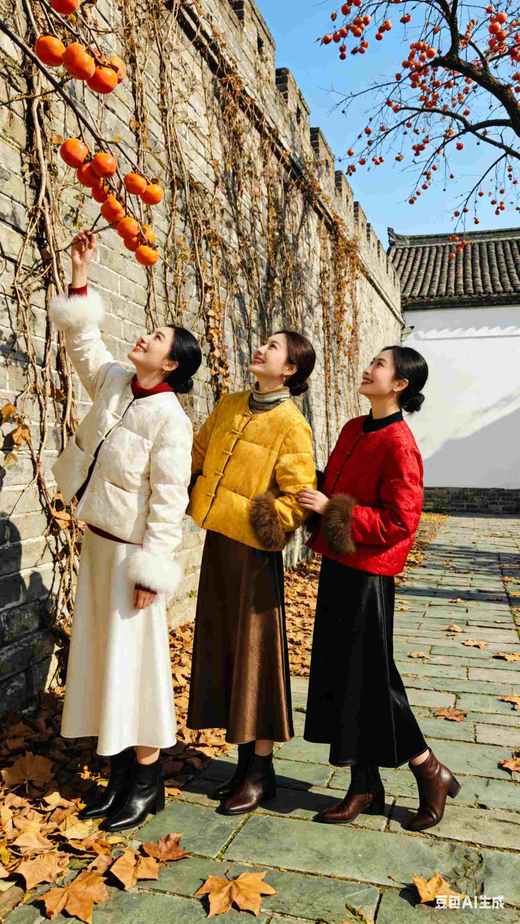 589902红黄白三色国风狐狸袖羽绒服， 商品图4