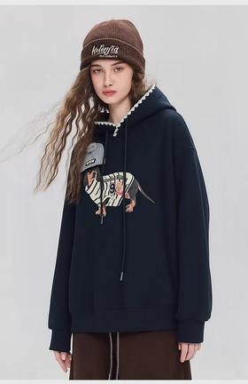 🔥🔥🔥奥粒绒【重工刺绣】水貂毛帽子款～贝壳绣印花冬季休闲保暖连帽卫衣-喜出