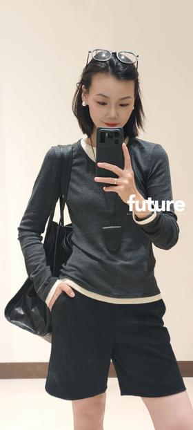 ICICL*E小禾 超细羊毛假两件长袖T恤