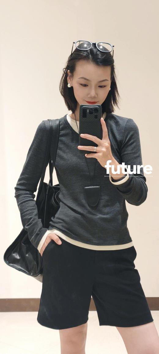 ICICL*E小禾 超细羊毛假两件长袖T恤 商品图0