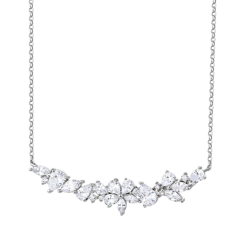 卡蒂罗纯白茉莉项链女纯银轻奢小众饰品高级设计感锁骨链毛衣链