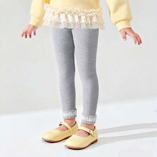 笛莎Deesha 童装女童裤子2026春新款精美双层蕾丝花边打底裤 商品图0