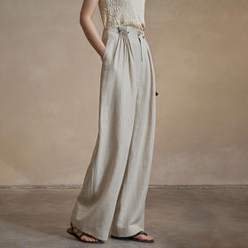 【林栖设计小店】手工层褶|阔腿裤钉珠百搭宽松显瘦2026早春新款长裤子女1961084