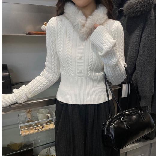 毛毛领麻花短款毛衣2705 商品图2