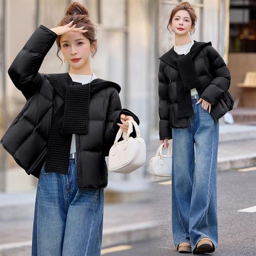 韩系连帽短款羽绒服，高级感加厚显瘦小个子面包服外套HR-MXE2527 商品图1