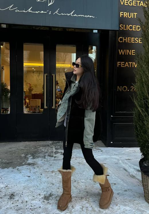 皮毛一体纯皮羊毛高筒雪地靴 商品图1