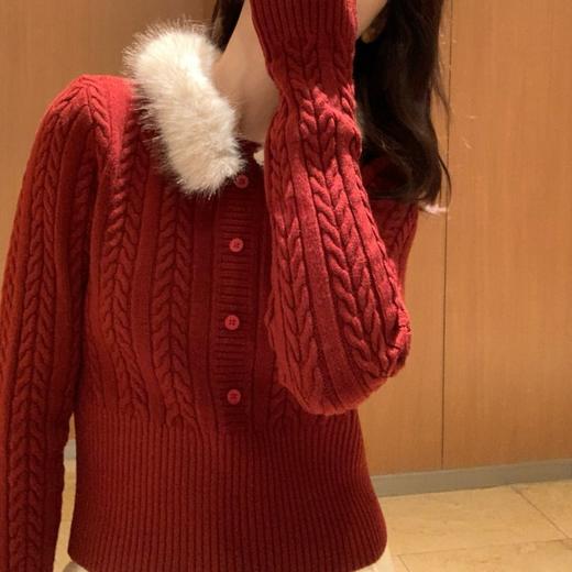 毛毛领麻花短款毛衣2705 商品图6