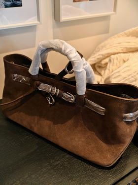 【秋冬精选】2025新款复古休闲麂皮包通勤百搭极简皮带扣设计斜挎女小众托特包