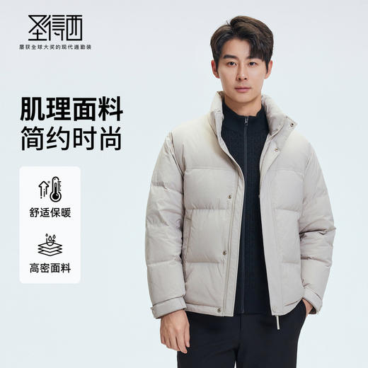 【门店同款&鸭绒】圣得西2025年冬季男款羽绒服肌理面料立领外套 商品图0