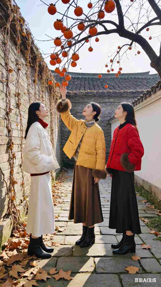 589902红黄白三色国风狐狸袖羽绒服， 商品图2