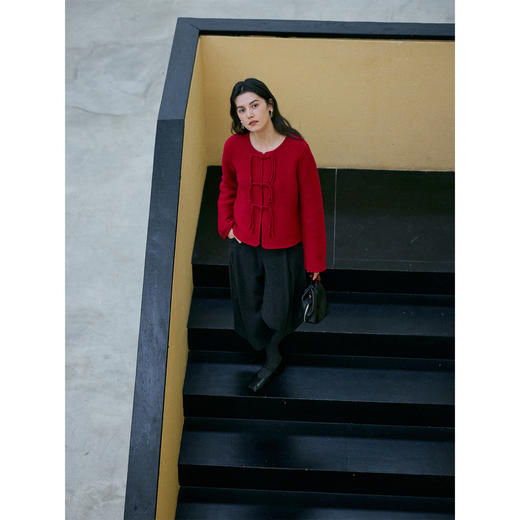 HeyDress新中式圆领盘扣针织开衫 商品图1