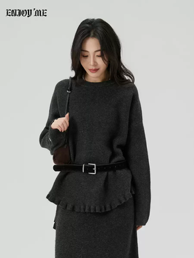 【门店同款】ENJOY冬季“暖冬软糖”软糯木耳边针织上衣 167993294