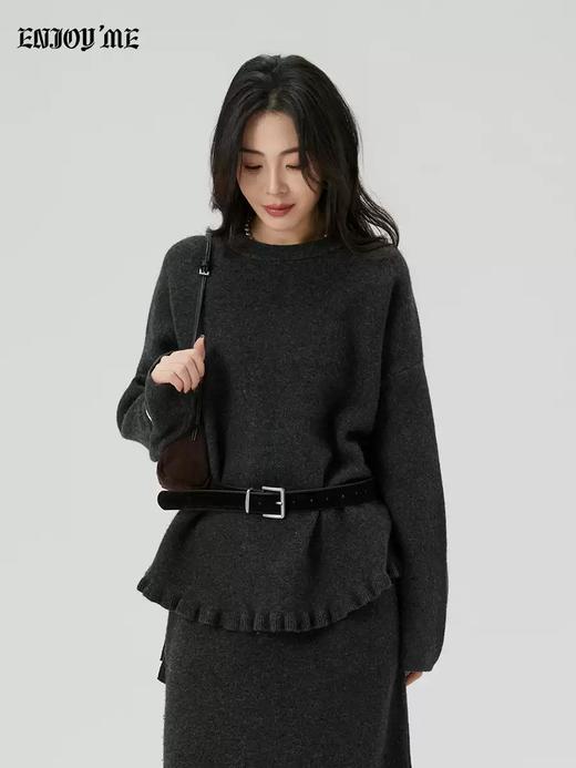 【门店同款】ENJOY冬季“暖冬软糖”软糯木耳边针织上衣 167993294 商品图0