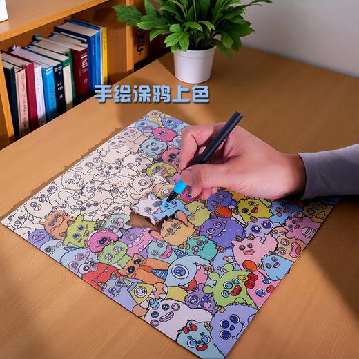 小猫猫咪木质diy拼图手绘涂色手工相框摆件儿童卡通异形拼图玩具 商品图3