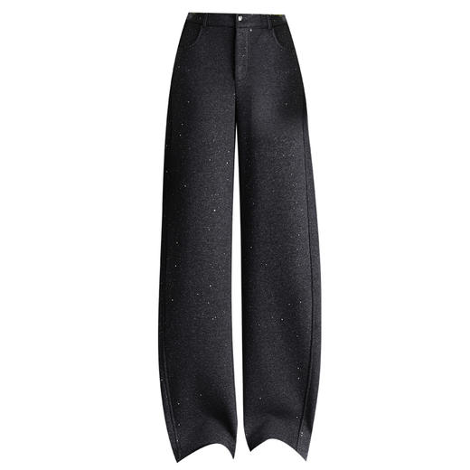 QYM 3572-Y加绒加厚毛呢裤时尚新款高腰阔腿裤厚款羊毛休闲裤 商品图4