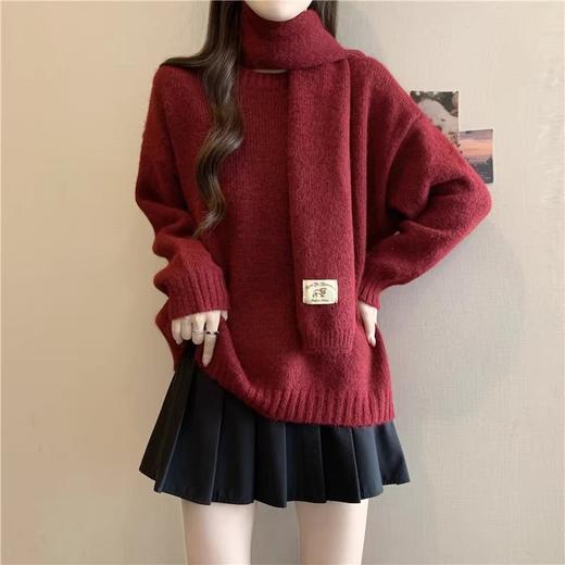 简约圆领围巾毛衣333 商品图4