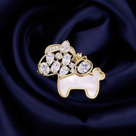 马年生肖胸针百搭镶石贝壳别针精致马上有钱LY