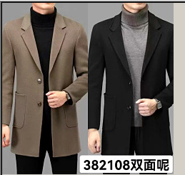 382108 福利款男款西服领双面呢大衣