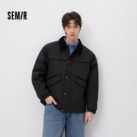 森马棉服男春季轻质猎装撞色灯芯绒外套户外宽松翻领温暖轻盈上衣