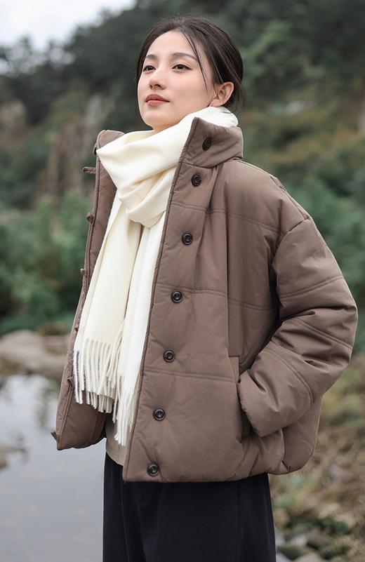 冬季棉服砂洗休闲夹棉素素文艺大气棉服 商品图13