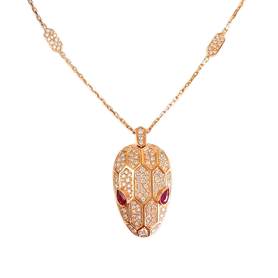 【天然正品】AU750玫瑰金时尚经典定制款满钻蛇头造型吊坠项链吊坠：38.5*20.9*7.4MM / 项链：44CM（长度可调节） 071225NJS30