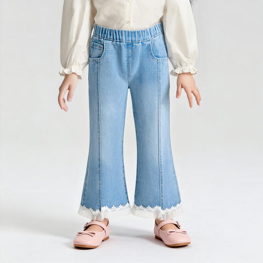 笛莎Deesha 童装女童裤子2026春新款甜美洋气牛仔裤 商品图1