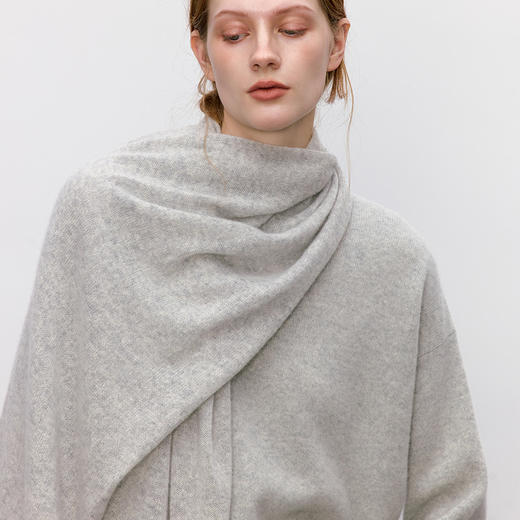 东黎 • 秋冬女士针织拉毛羊绒围巾纯色时尚长款 180*30CM  4413 商品图4