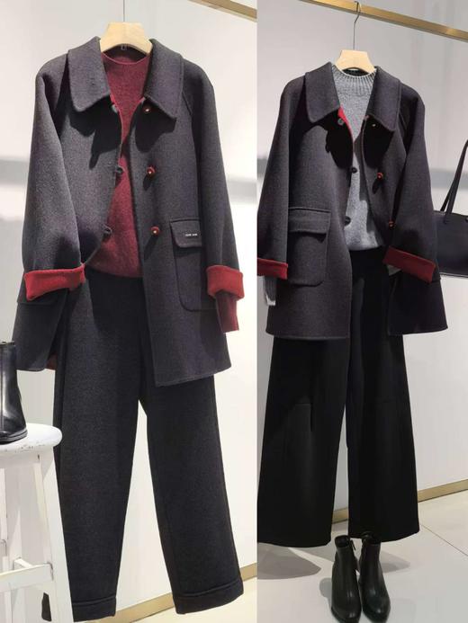 585106新款一手长AB面中长羊绒大衣外套 商品图1