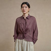 【林栖设计小店】手工钩花|檀木色苎麻衬衣透气肌理感2026早春新款上衣女1961200 商品缩略图0