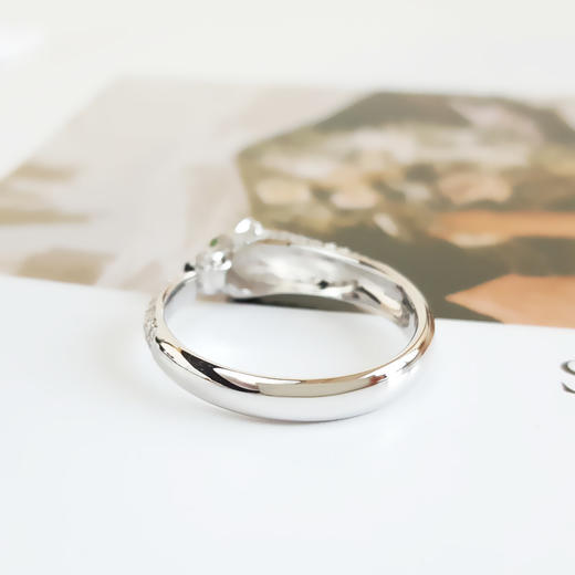 【天然正品】AU750白金时尚经典定制款满钻豹子造型开口钻石戒指58号 071225NJS28 商品图4