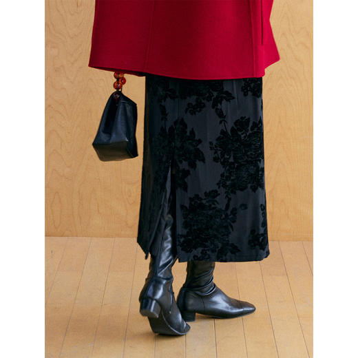 HeyDress植绒花卉提花直筒半裙 商品图4