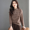FCY YD8111妈妈装针织衫宽松保暖长袖条纹毛衣显瘦半高领上衣 商品缩略图4