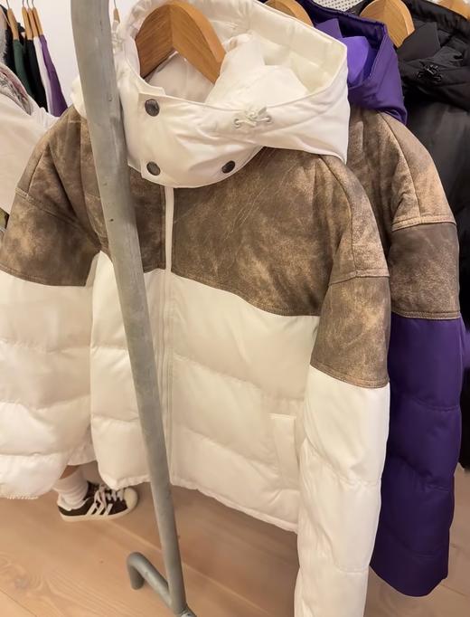 Supreme  25FW LEATHER YOKE PUFFER JACKET皮革拼接拉链羽绒服外套 商品图4
