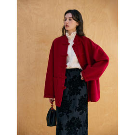 HeyDress新中式宽松立领毛呢外套