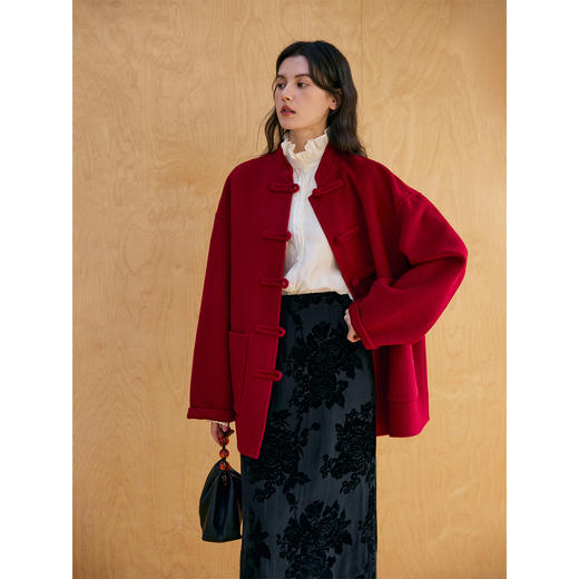 HeyDress新中式宽松立领毛呢外套 商品图0